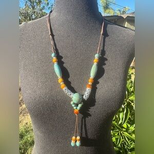 Ceramic beaded necklace with various shapes and Patterns